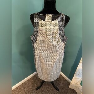 Zara Sleeveless Sheath Dress Navy and White Size M